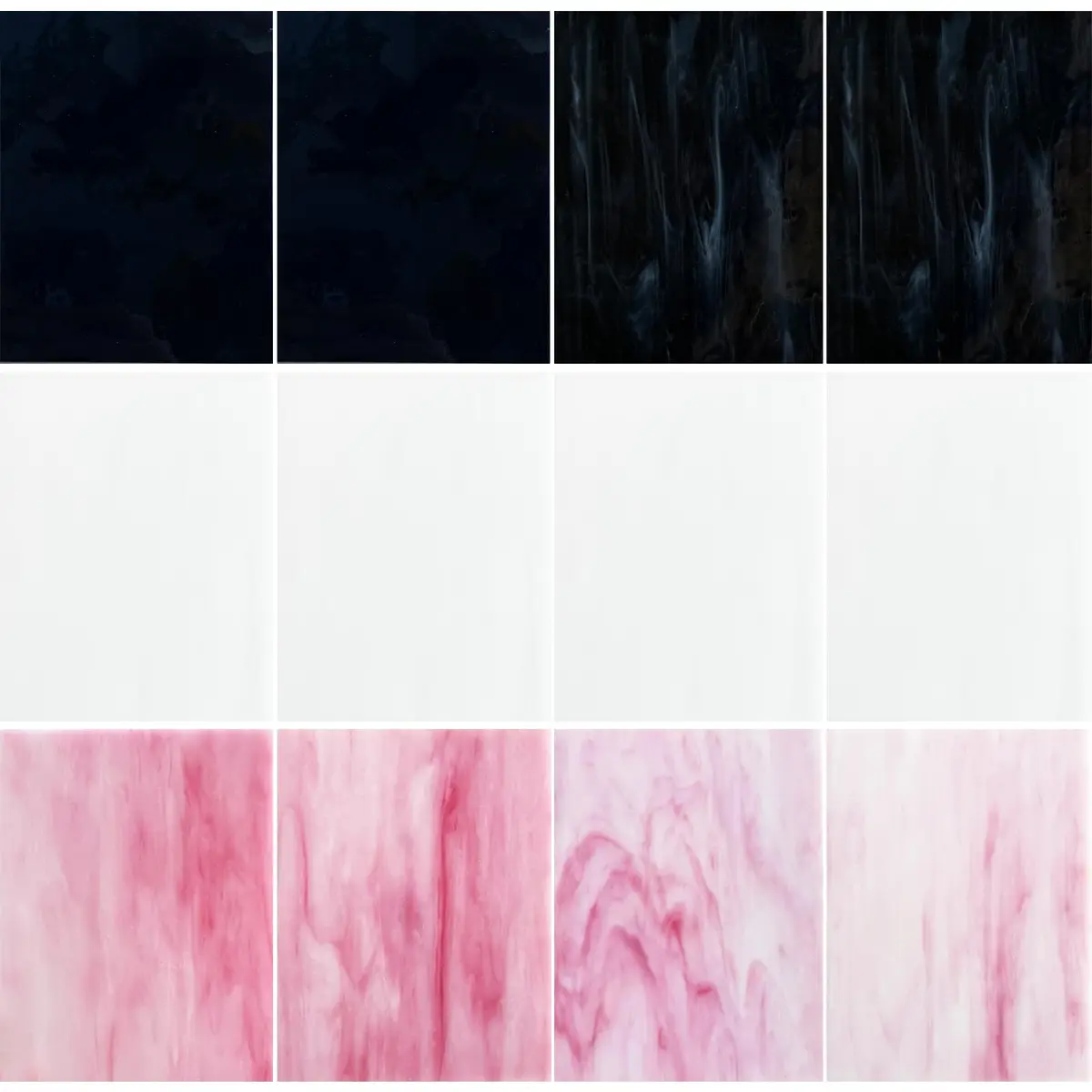 ILLUCKAI 12 Sheets Stained Glass Sheets 4 x 6 inch | Assorted Black, White, Pink Glass for Mosaic Art Crafts - main product image