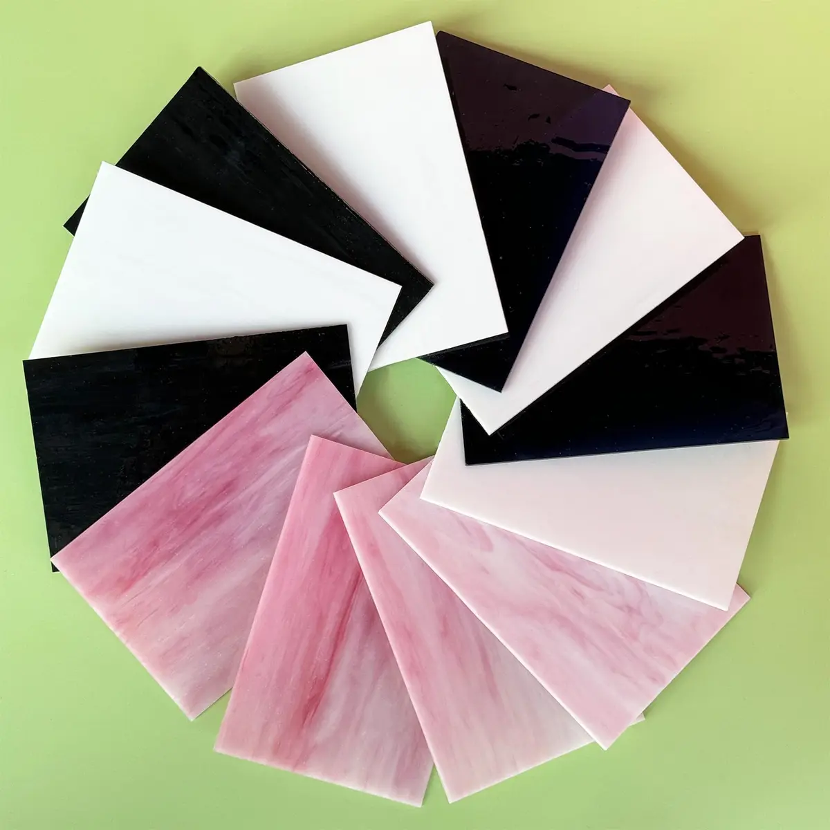 ILLUCKAI 12 Sheets Stained Glass Sheets 4 x 6 inch | Assorted Black, White, Pink Glass for Mosaic Art Crafts - view 3