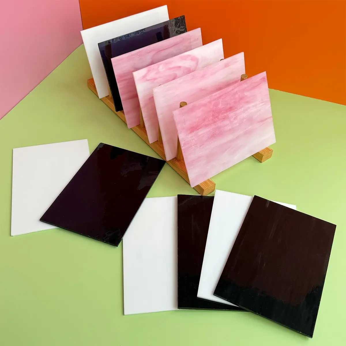 ILLUCKAI 12 Sheets Stained Glass Sheets 4 x 6 inch | Assorted Black, White, Pink Glass for Mosaic Art Crafts - view 4