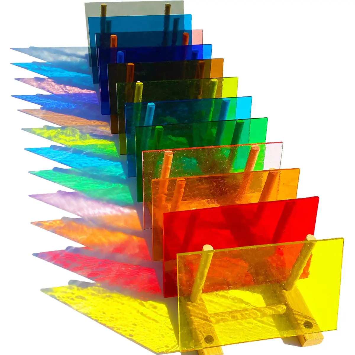 ILLUCKAI Transparent Stained Glass Sheets Rainbow Colors 6 x 4 inch (15.2 x 10.2 cm) | 12 Sheets for Mosaic Art & Crafts - main product image