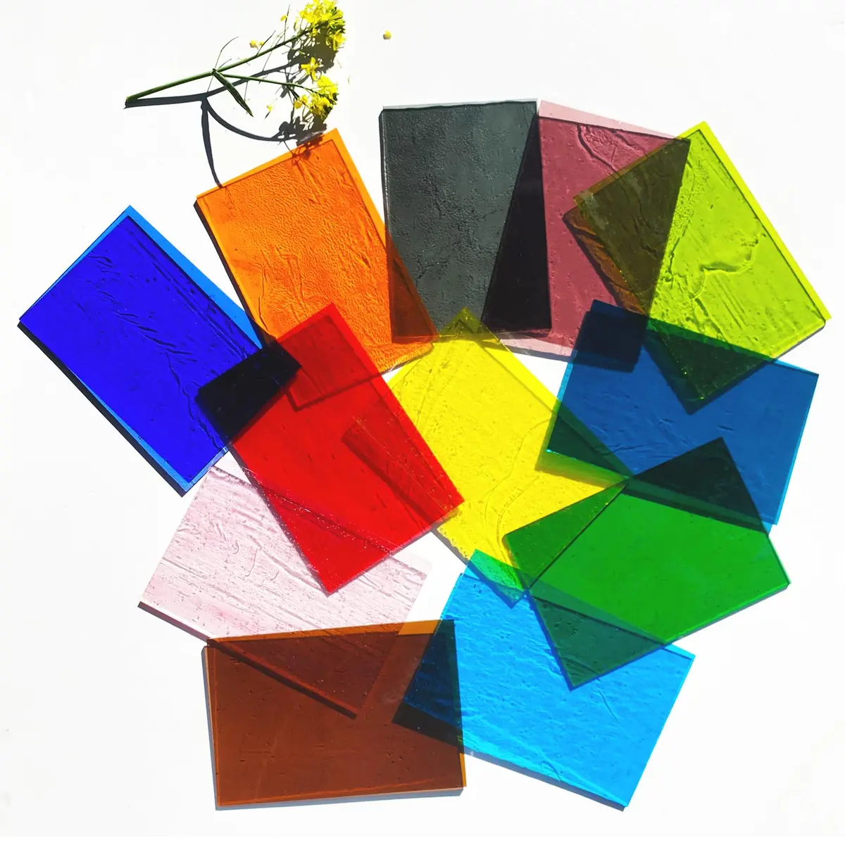 ILLUCKAI Transparent Stained Glass Sheets Rainbow Colors 6 x 4 inch (15.2 x 10.2 cm) | 12 Sheets for Mosaic Art & Crafts - view 2
