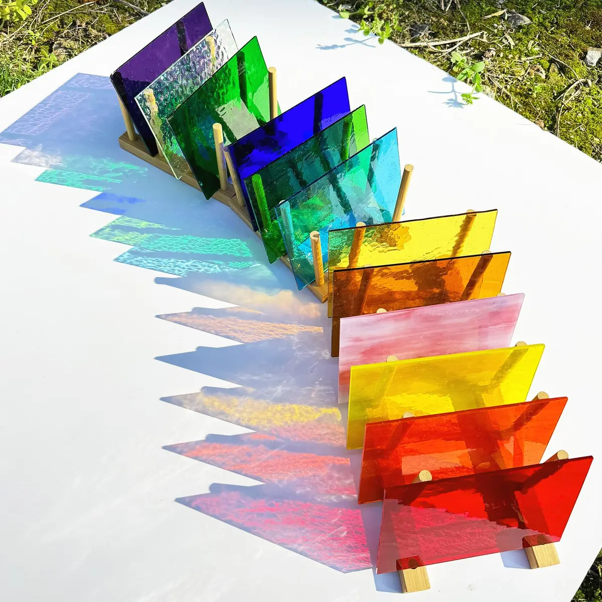 ILLUCKAI Transparent Stained Glass Sheets Rainbow Colors 6 x 4 inch (15.2 x 10.2 cm) | 12 Sheets for Mosaic Art & Crafts - view 4