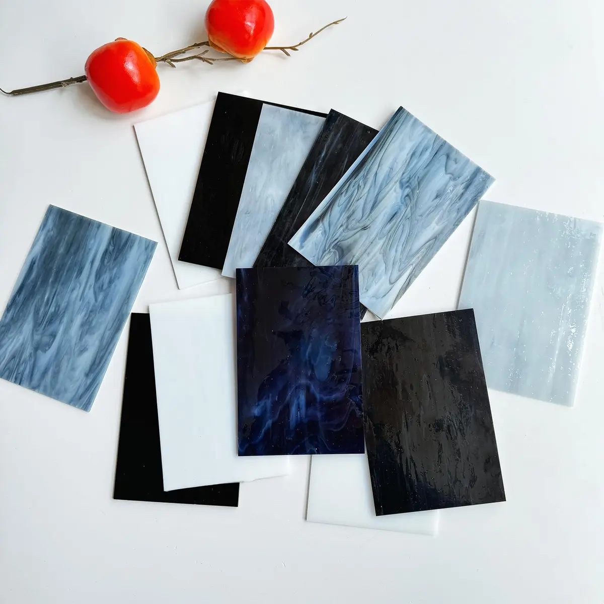 ILLUCKAI Assorted Gray Black White Stained Glass Sheets 6 x 4 inch (15.2 x 10.2 cm) | 12 Sheets for Stained Glass Artwork & Mosaic Crafts - view 2