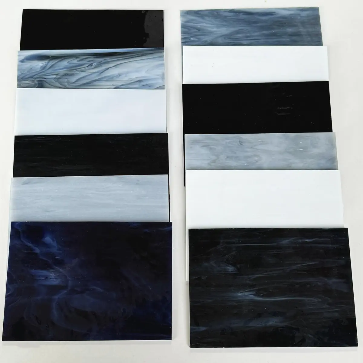 ILLUCKAI Assorted Gray Black White Stained Glass Sheets 6 x 4 inch (15.2 x 10.2 cm) | 12 Sheets for Stained Glass Artwork & Mosaic Crafts - view 3