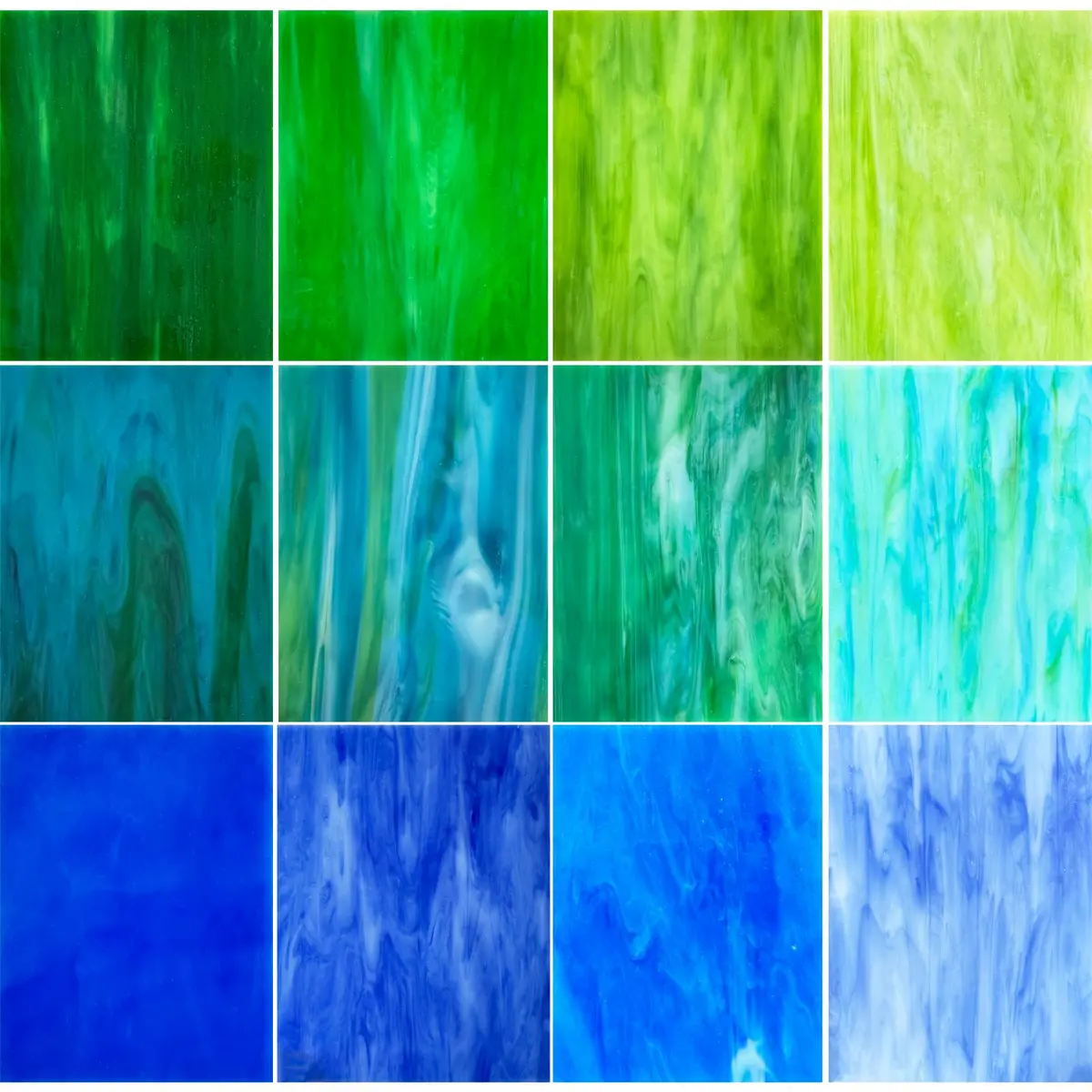 ILLUCKAI Blue+Green Stained Glass Sheets Variety Pack 15.3cm x 10.2cm (6 x 4 inches) | 12 Sheets for Mosaic & Art Projects - main product image