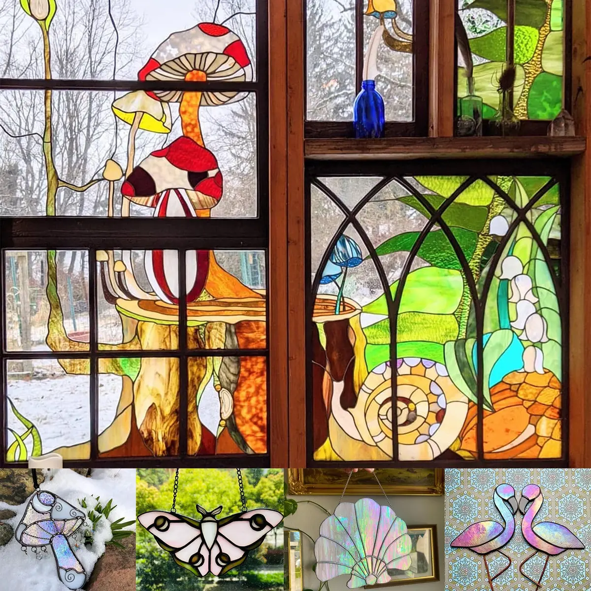 ILLUCKAI Blue+Green Stained Glass Sheets Variety Pack 15.3cm x 10.2cm (6 x 4 inches) | 12 Sheets for Mosaic & Art Projects - view 6