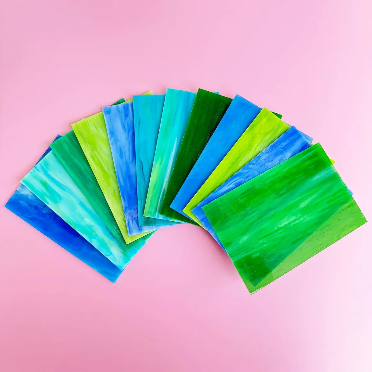 ILLUCKAI Blue+Green Stained Glass Sheets Variety Pack 15.3cm x 10.2cm (6 x 4 inches) | 12 Sheets for Mosaic & Art Projects - view 4