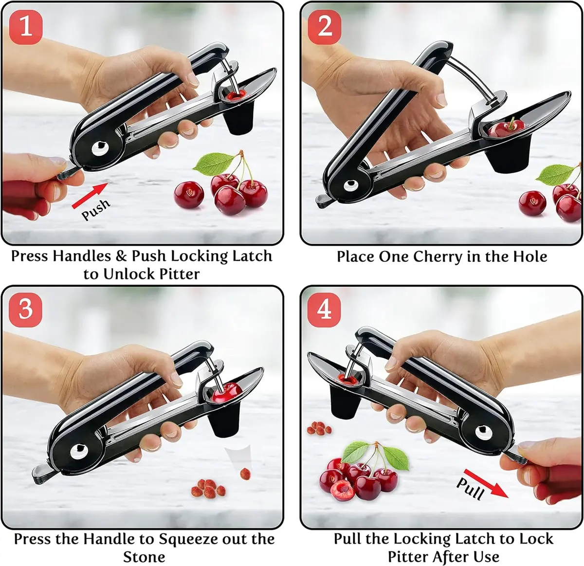 Namre’ Cherry Pitter Tool - Stainless Steel Cherry Pit Remover | Effortless & Safe - view 3