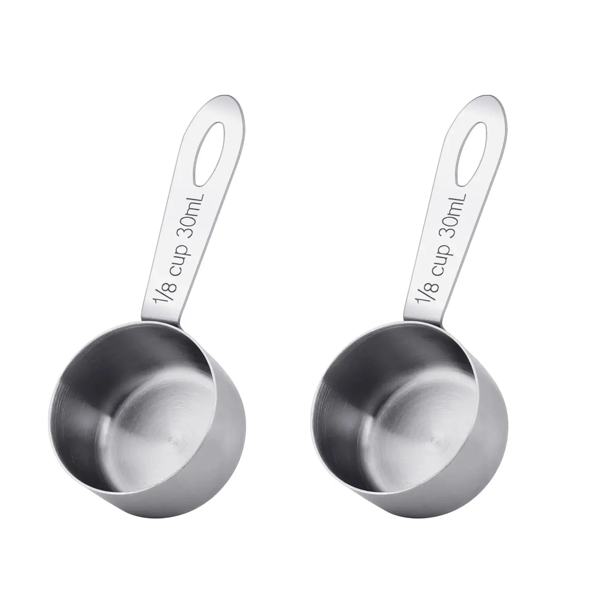 KALIONE 30ml (1/8 Cup) Stainless Steel Measuring Spoon Set | Accurate Coffee & Spice Scoops (2-Pack) - main product image