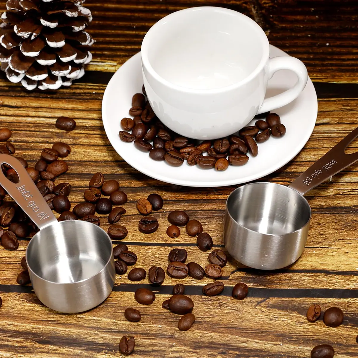 KALIONE 30ml (1/8 Cup) Stainless Steel Measuring Spoon Set | Accurate Coffee & Spice Scoops (2-Pack) - view 5