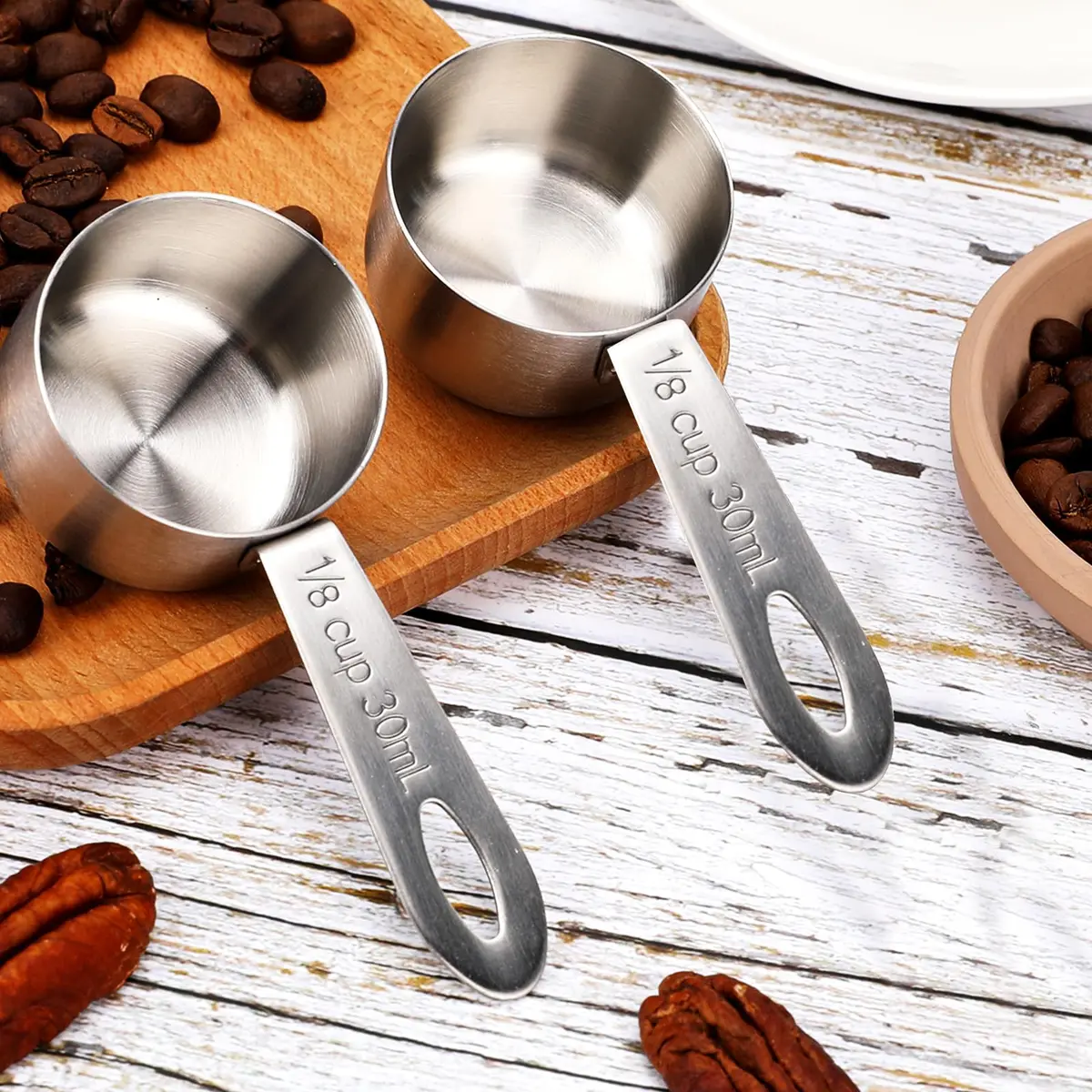 KALIONE 30ml (1/8 Cup) Stainless Steel Measuring Spoon Set | Accurate Coffee & Spice Scoops (2-Pack) - view 4