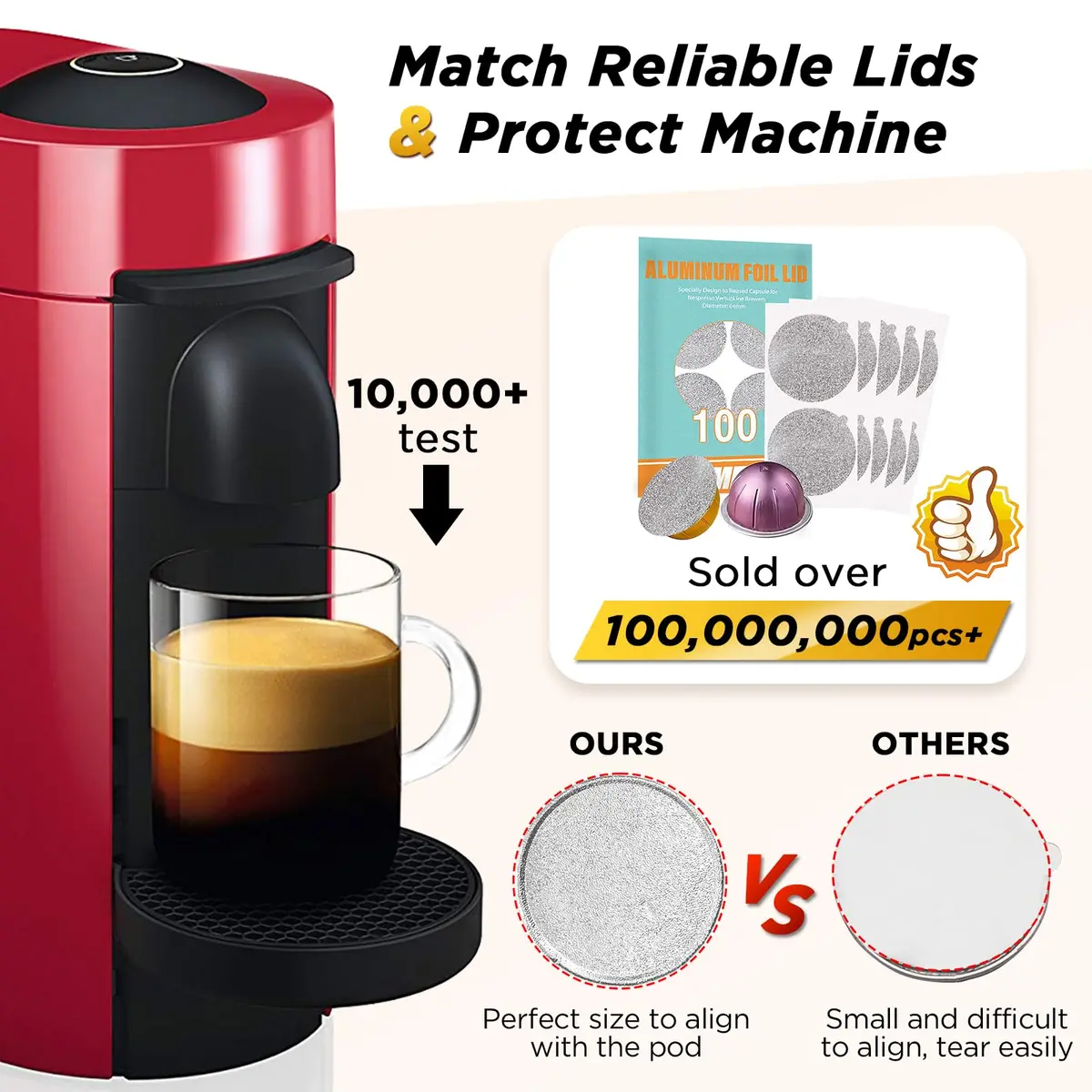 CAPMESSO Reusable Refill Kit for Nespresso Vertuo Pods with Fast Sealing & 50 Aluminum Lids (52 Total Pieces) - view 4