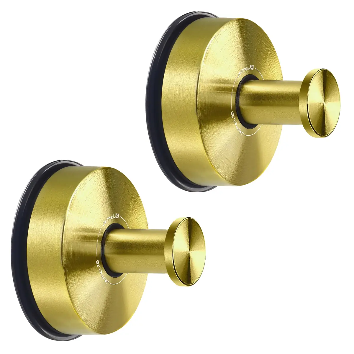 JOMOLA Gold Suction Cup Shower Hooks 2-Pack | Heavy Duty Stainless Steel Wall Mount for Wet Environments - main product image