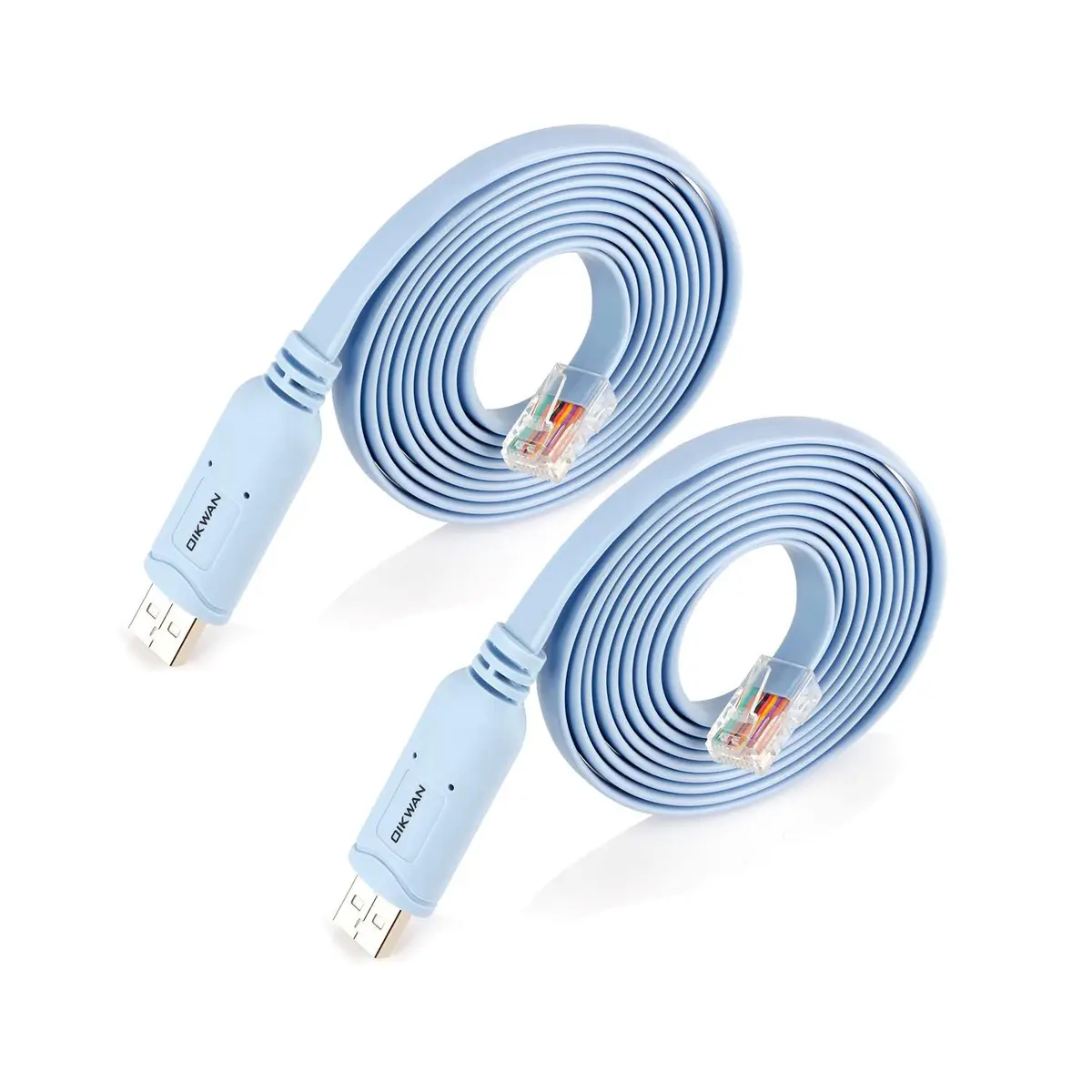 OIKWAN USB to RJ45 Console Cable 6 ft 2 Pack | Essential Tool for Network Device Configuration - main product image