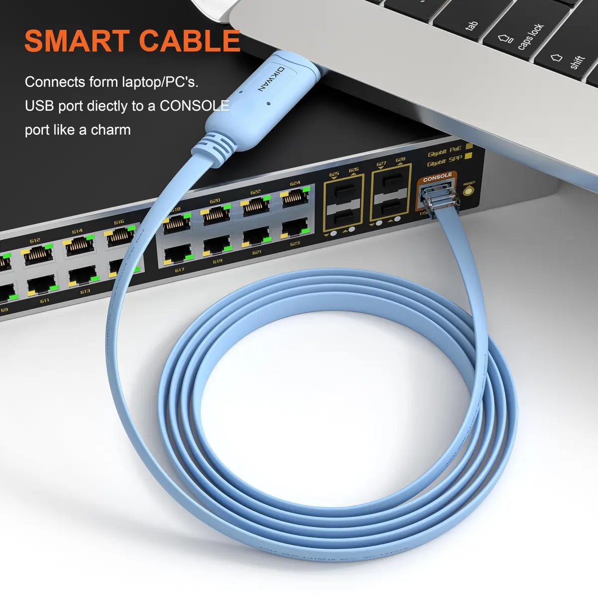 OIKWAN USB to RJ45 Console Cable 6 ft 2 Pack | Essential Tool for Network Device Configuration - view 2