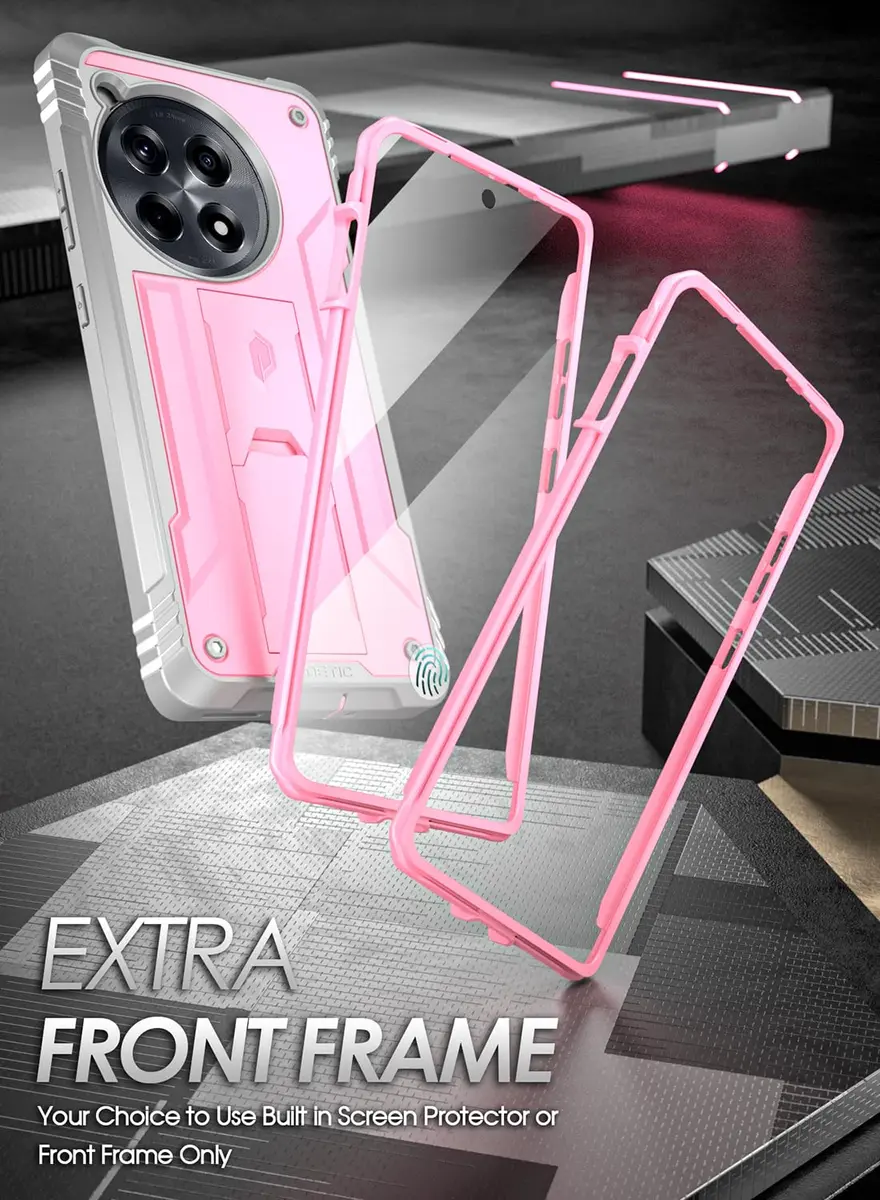 Poetic Revolution Case for OnePlus 12R 5G (2024) with Screen Protector & Kickstand | 20FT Drop Tested, Light Pink - view 5