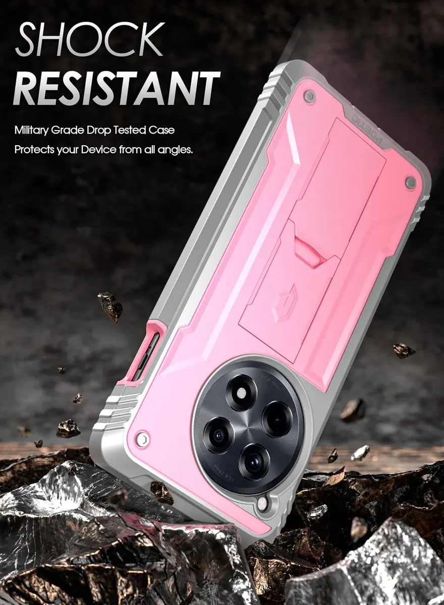 Poetic Revolution Case for OnePlus 12R 5G (2024) with Screen Protector & Kickstand | 20FT Drop Tested, Light Pink - view 6