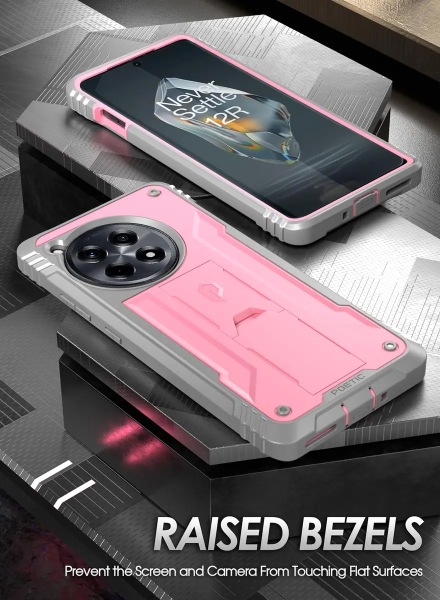 Poetic Revolution Case for OnePlus 12R 5G (2024) with Screen Protector & Kickstand | 20FT Drop Tested, Light Pink - view 7