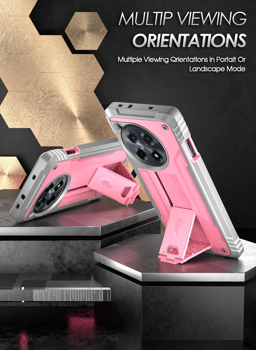 Poetic Revolution Case for OnePlus 12R 5G (2024) with Screen Protector & Kickstand | 20FT Drop Tested, Light Pink - view 4