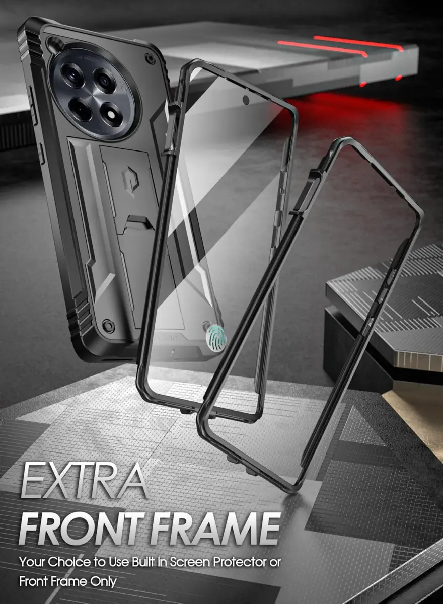Poetic Revolution Case for OnePlus 12R 5G Black | Robust Shockproof Full Body Protective Case with Stand & Built-in Screen Protector - view 5