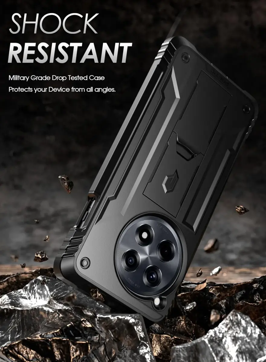 Poetic Revolution Case for OnePlus 12R 5G Black | Robust Shockproof Full Body Protective Case with Stand & Built-in Screen Protector - view 6
