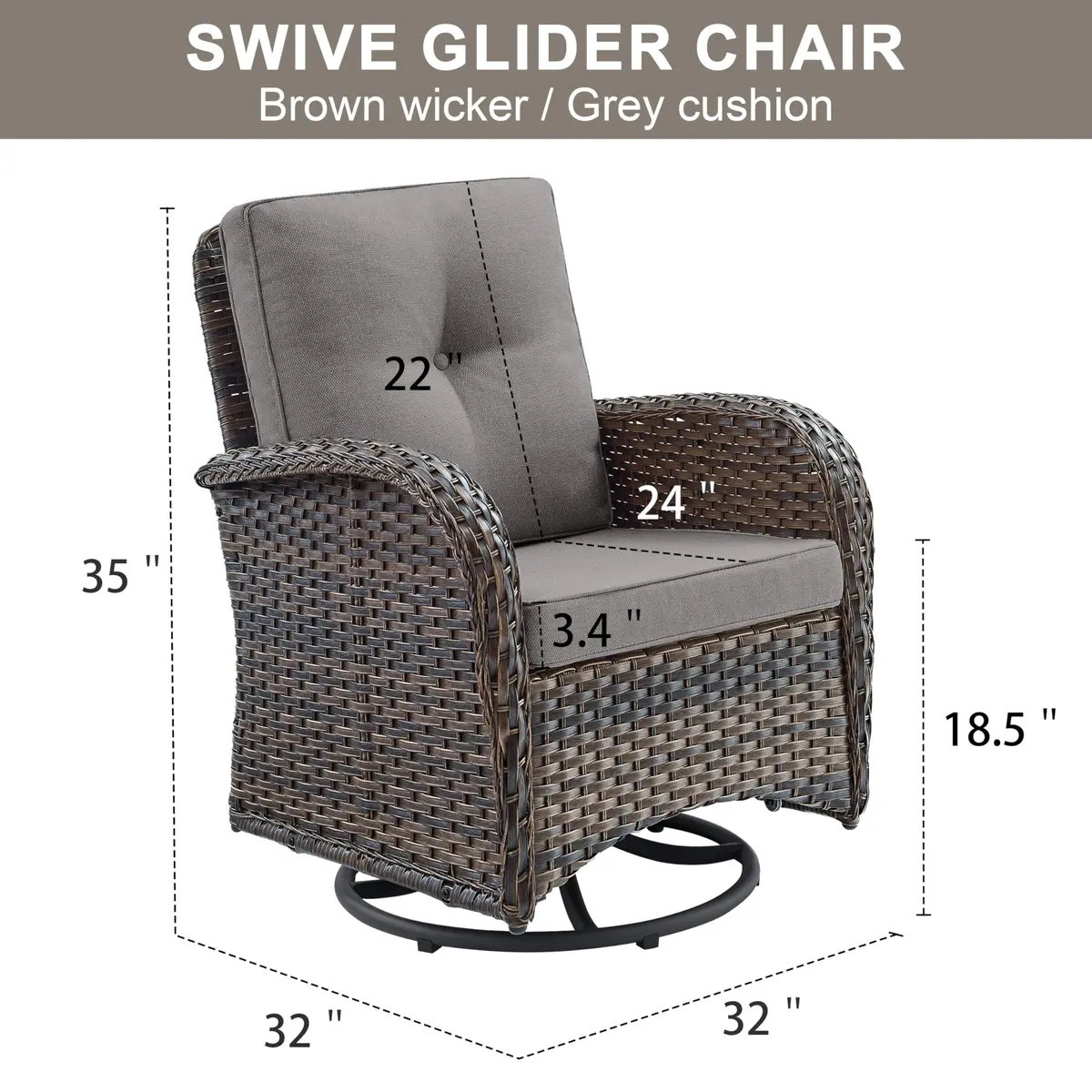 Artfurniz 2 in 1 Porch Glider Swivel Chair - Wicker Patio Furniture Outdoor Seating 300 Lb - view 2