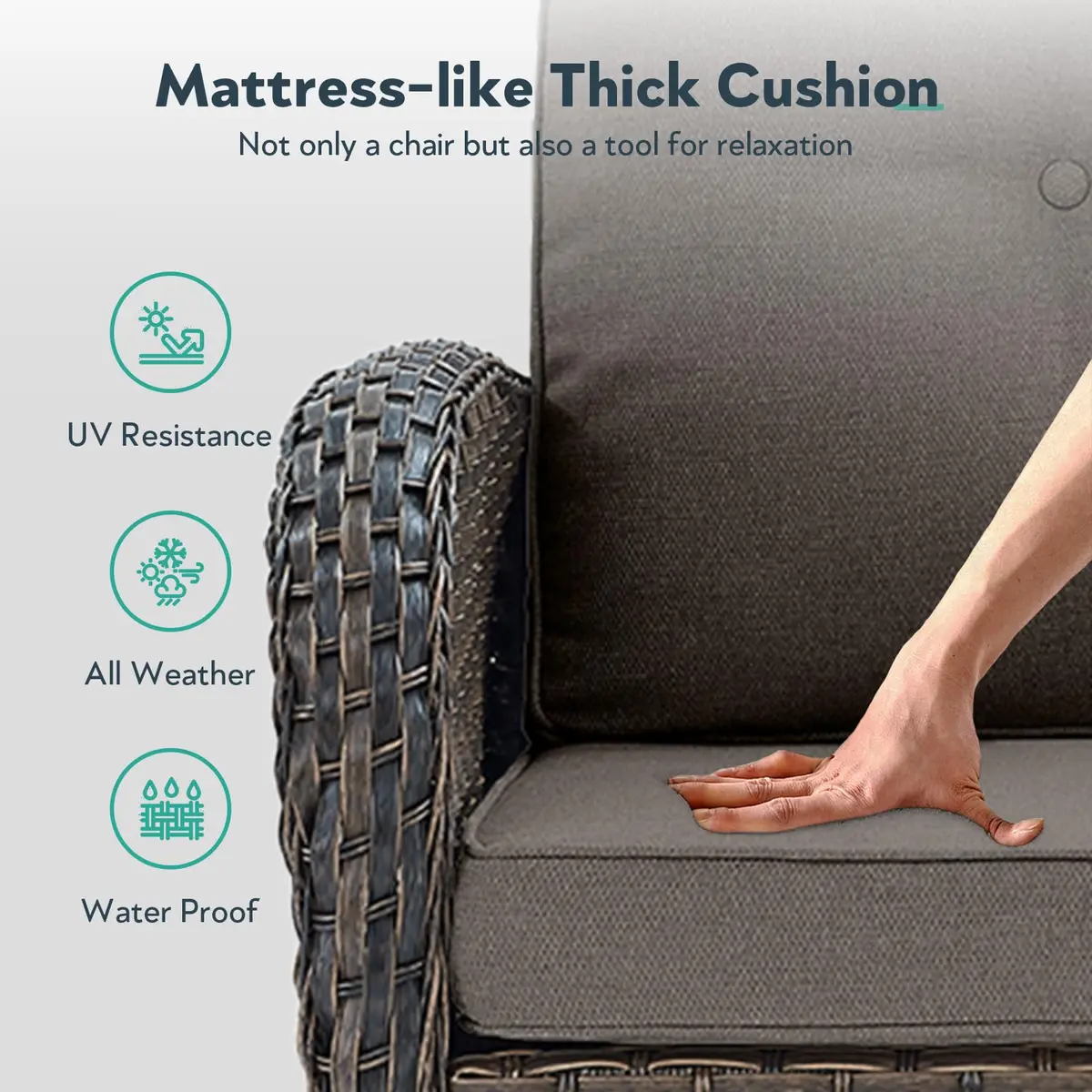 Artfurniz 2 in 1 Porch Glider Swivel Chair - Wicker Patio Furniture Outdoor Seating 300 Lb - view 4