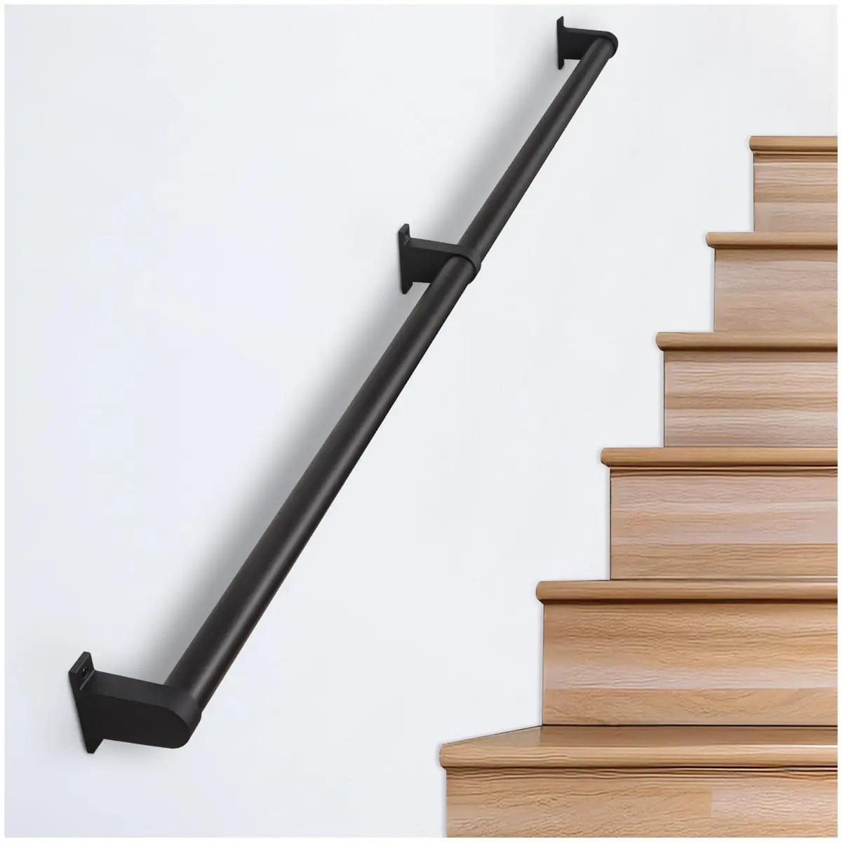 SDNBHT Industrial Stair Railing Metal Hand Rails 203 cm (6.6 ft) Pipe Diameter 3.8 cm (1.5") | Supports 200 kg for Safe Steps - main product image