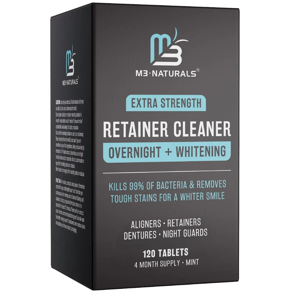 M3 Naturals Overnight Whitening Retainer Cleaner Tablets 120 Count | Cleans and Whitens Dental Appliances - main product image