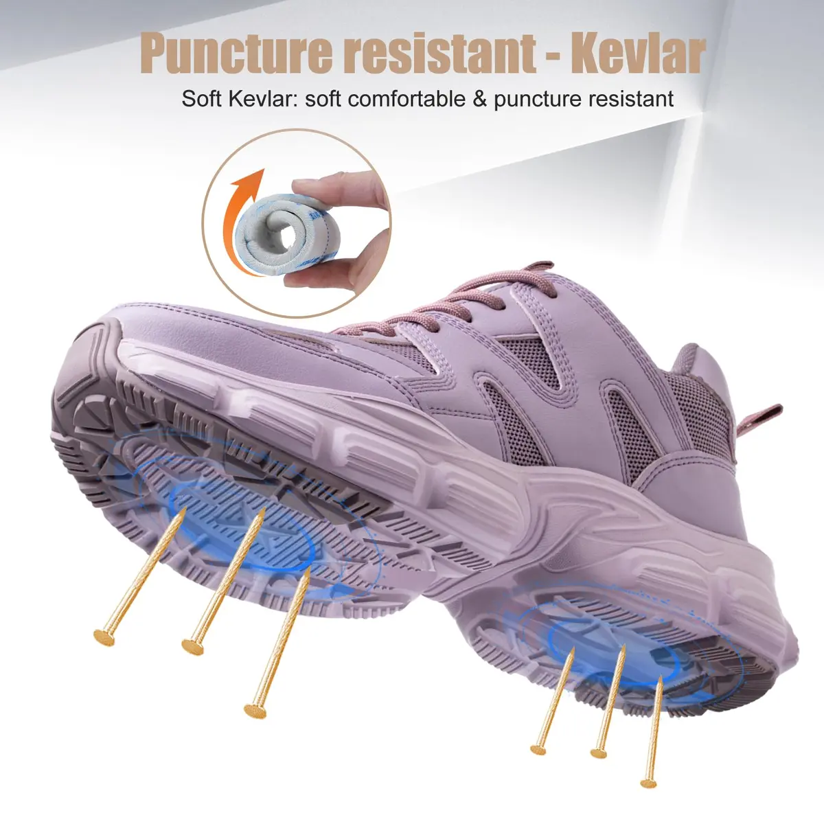 Hogent Steel Toe Shoes for Men & Women, Purple Work Shoes, 2.27 kg (5 lb) | Safety Toe Protection - view 4