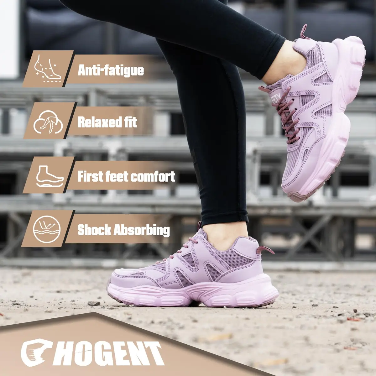 Hogent Steel Toe Shoes for Men & Women, Purple Work Shoes, 2.27 kg (5 lb) | Safety Toe Protection - view 6