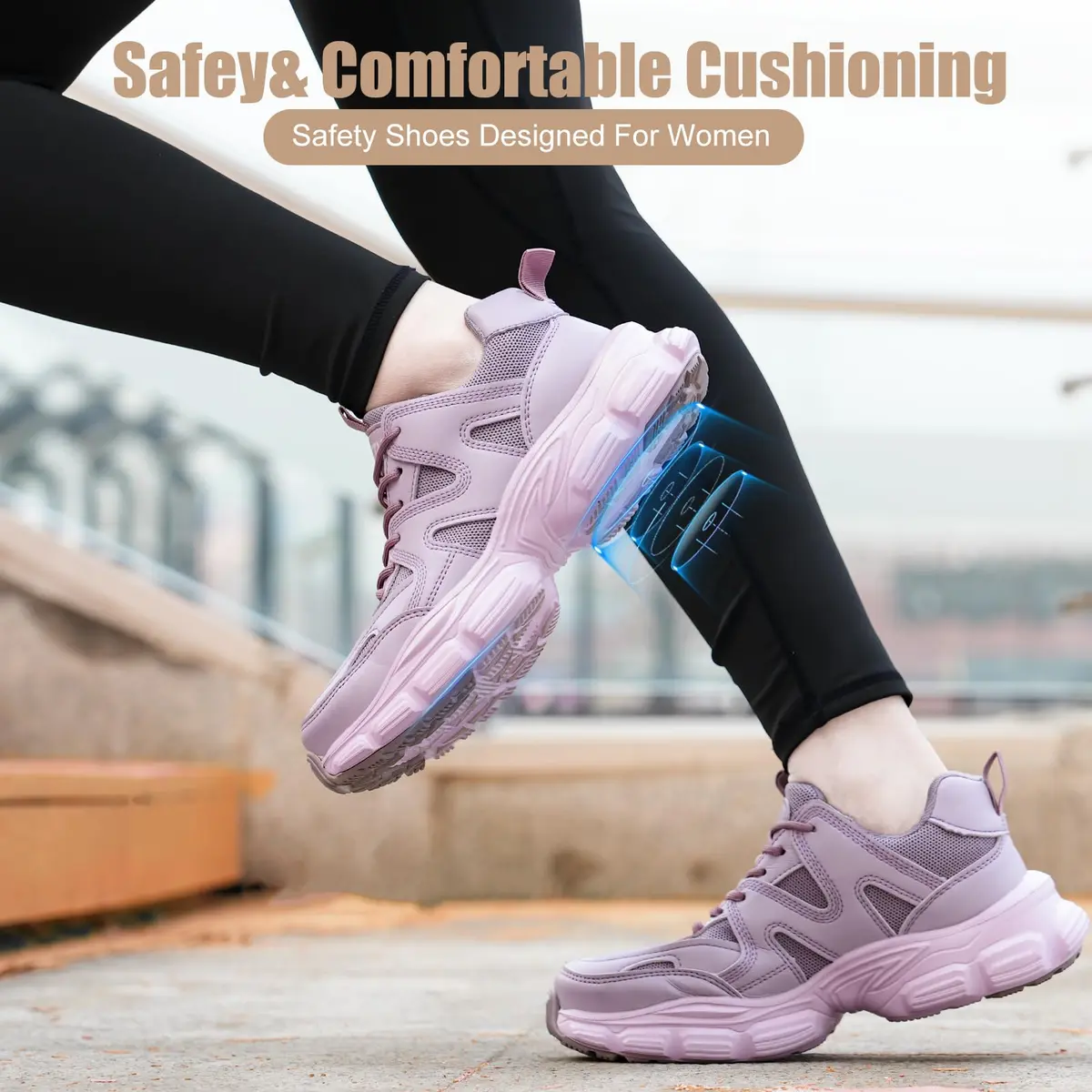 Hogent Steel Toe Shoes for Men & Women, Purple Work Shoes, 2.27 kg (5 lb) | Safety Toe Protection - view 2
