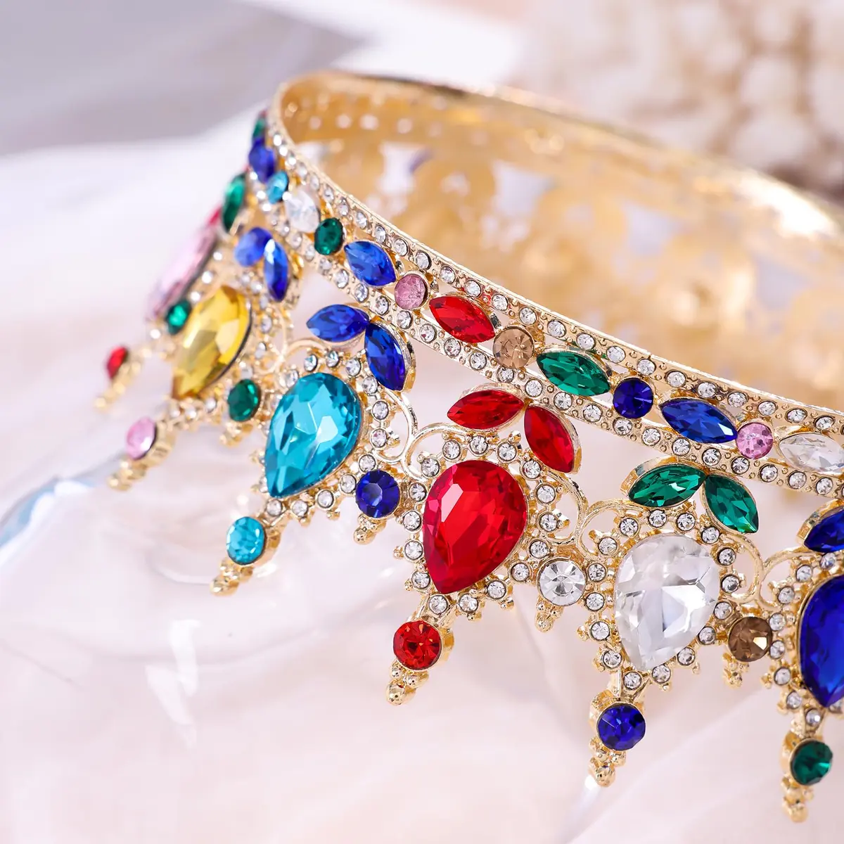 Feltent Queen Crown Princess Tiara for Women Birthday Cake Party Pageant | Classic Alloy Rhinestone Headband - view 5