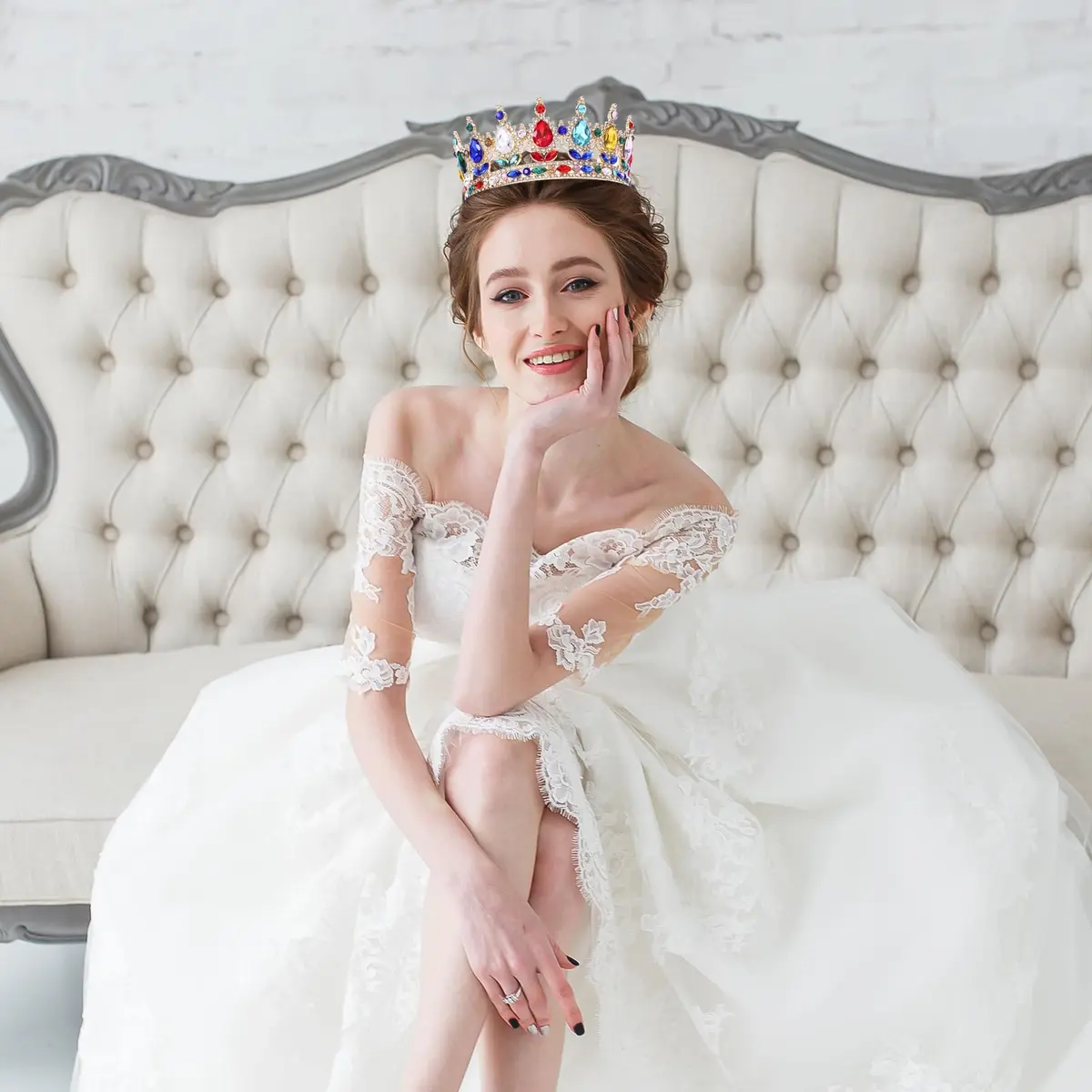 Feltent Queen Crown Princess Tiara for Women Birthday Cake Party Pageant | Classic Alloy Rhinestone Headband - view 7
