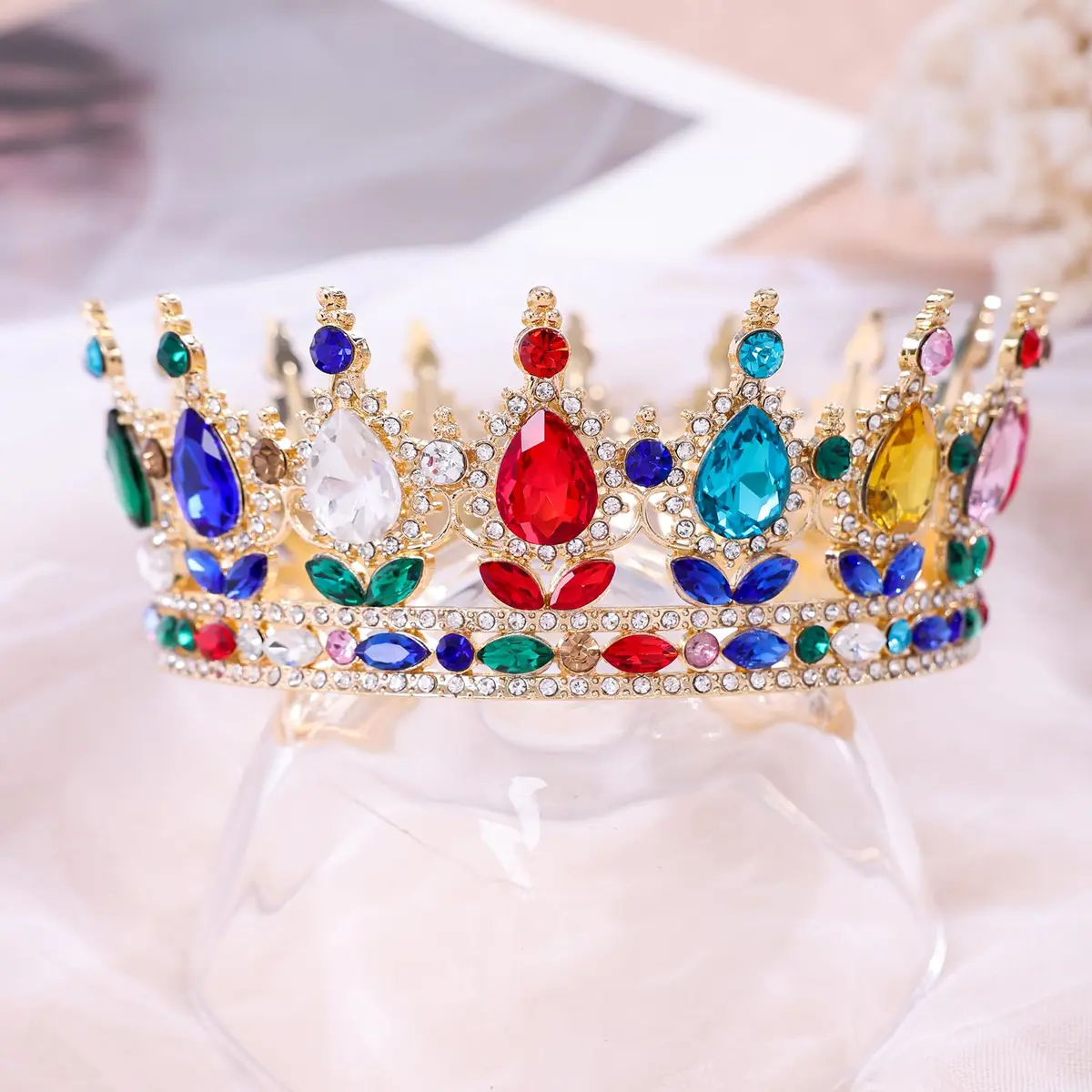 Feltent Queen Crown Princess Tiara for Women Birthday Cake Party Pageant | Classic Alloy Rhinestone Headband - view 3