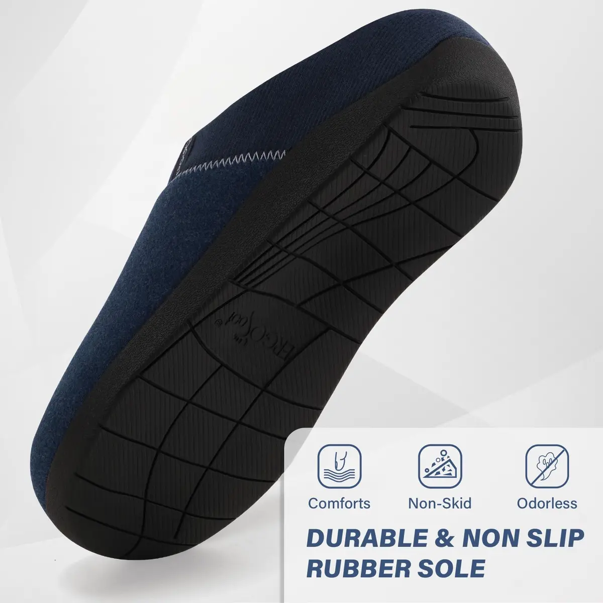 ERGOfoot Orthopedic Slippers for Women Men with Arch Support | Blue Clog House Shoes - view 5