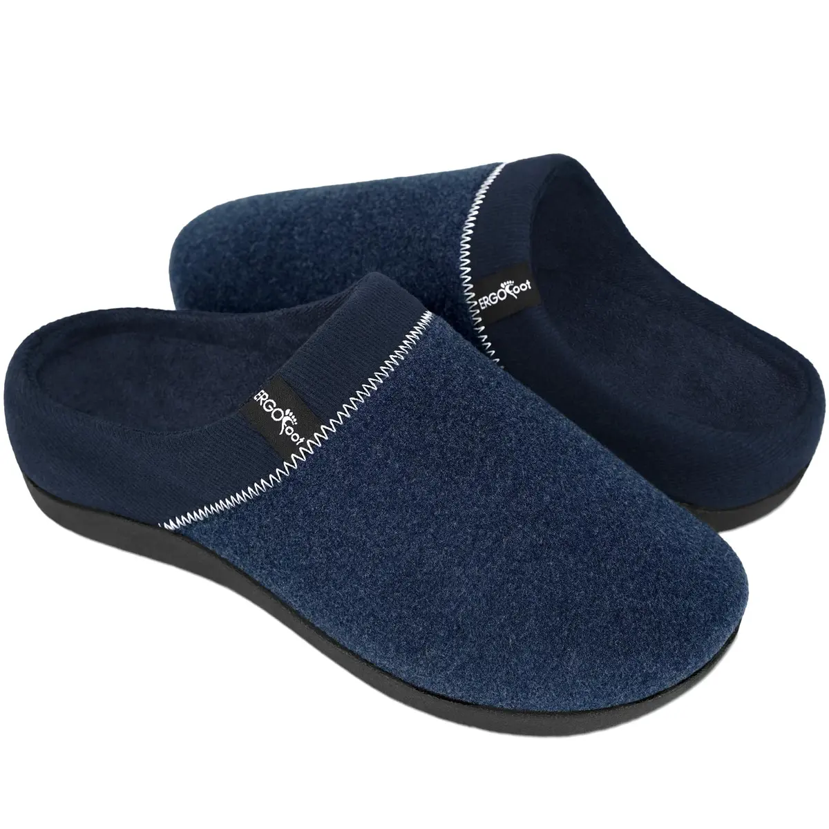 ERGOfoot Orthopedic Slippers for Women Men with Arch Support | Blue Clog House Shoes - main product image