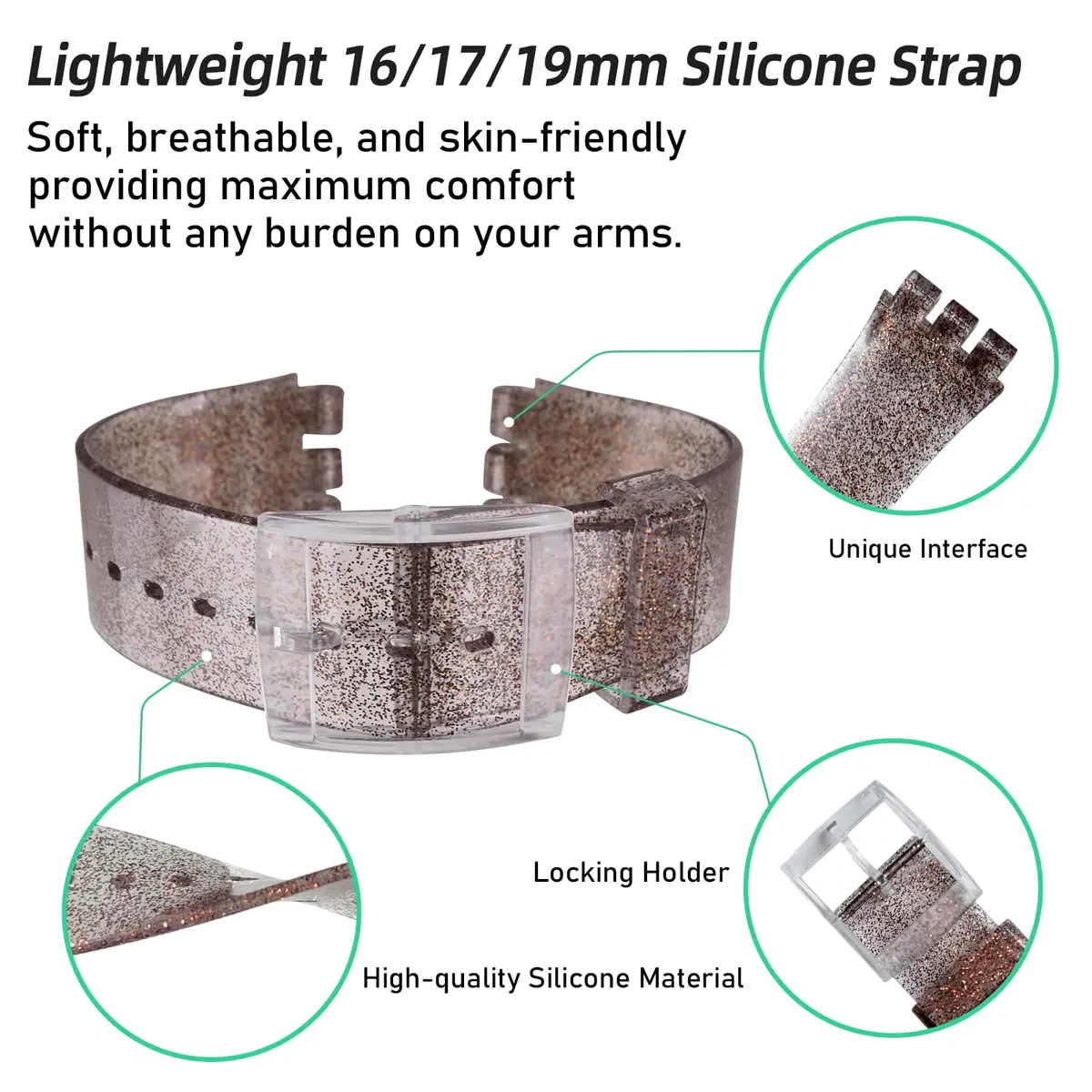 GREENOLIVE Silicone Rubber Watch Strap/Watch Band Replacement for Swatch (20mm) | Waterproof, Skin-Friendly, Easy Install - view 4