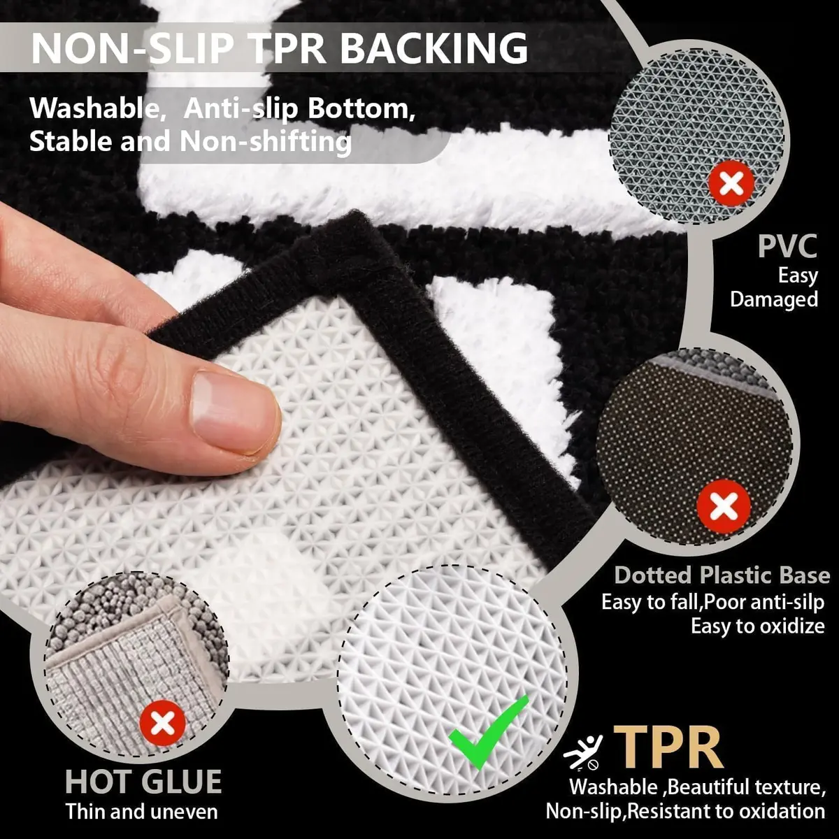 KOEXM Get Naked Bath Mat Black 41cm x 61cm (16" x 24") | Soft Microfiber Bathroom Rug with Non-Slip TPR Backing - view 3