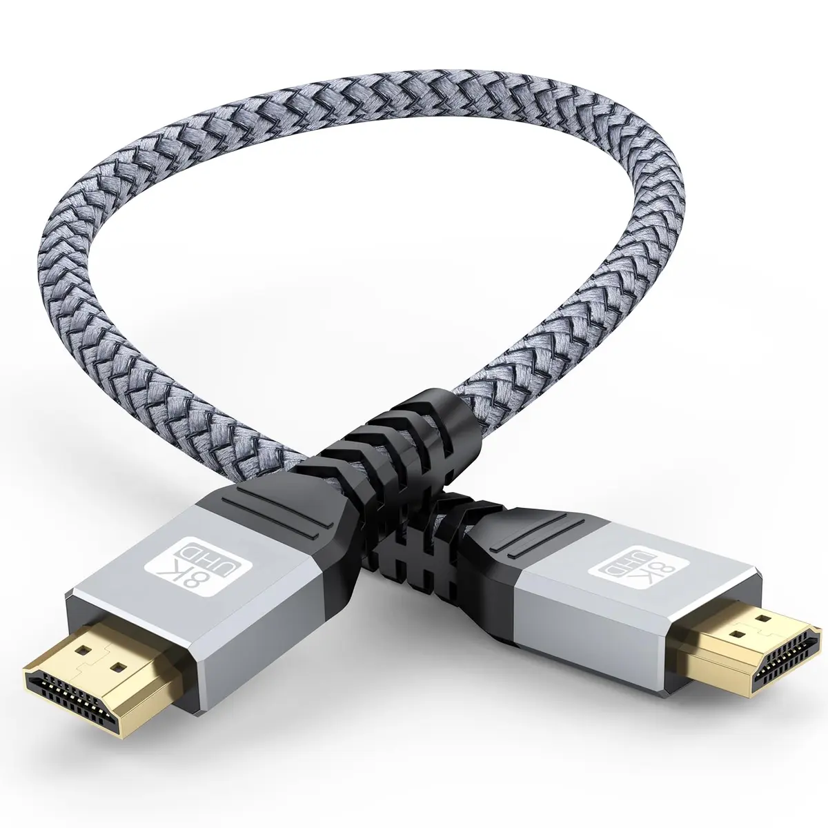 UVOOI HDMI 2.1 Cable 1FT | 8K/10K Support, 48Gbps, Nylon Braided, Gold-Plated Connectors - main product image