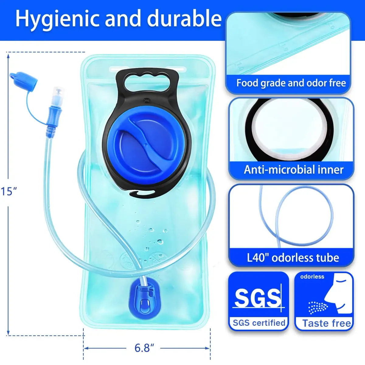 CHERINTI Hydration Bladder 2L (67.6 Fl Oz) | Leak-Proof Water Reservoir for Hiking Backpacks - view 2