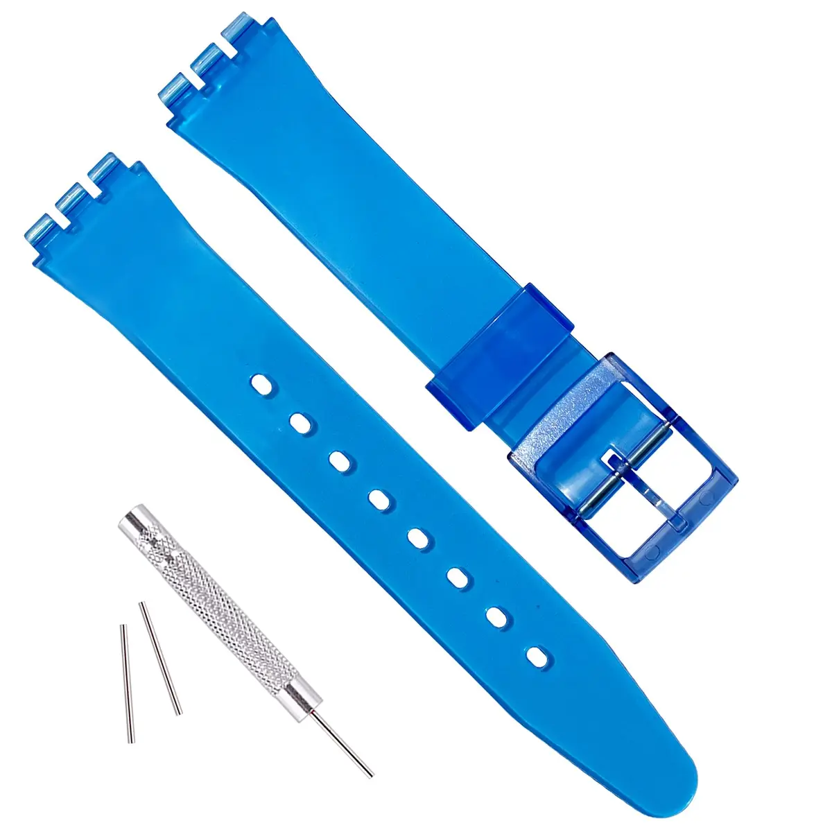 GREENOLIVE Silicone Rubber Watch Strap/Watch Band Replacement for Swatch (19mm, Lucency Dark Blue) | Durable, Skin-Friendly & Water-Resistant - main product image
