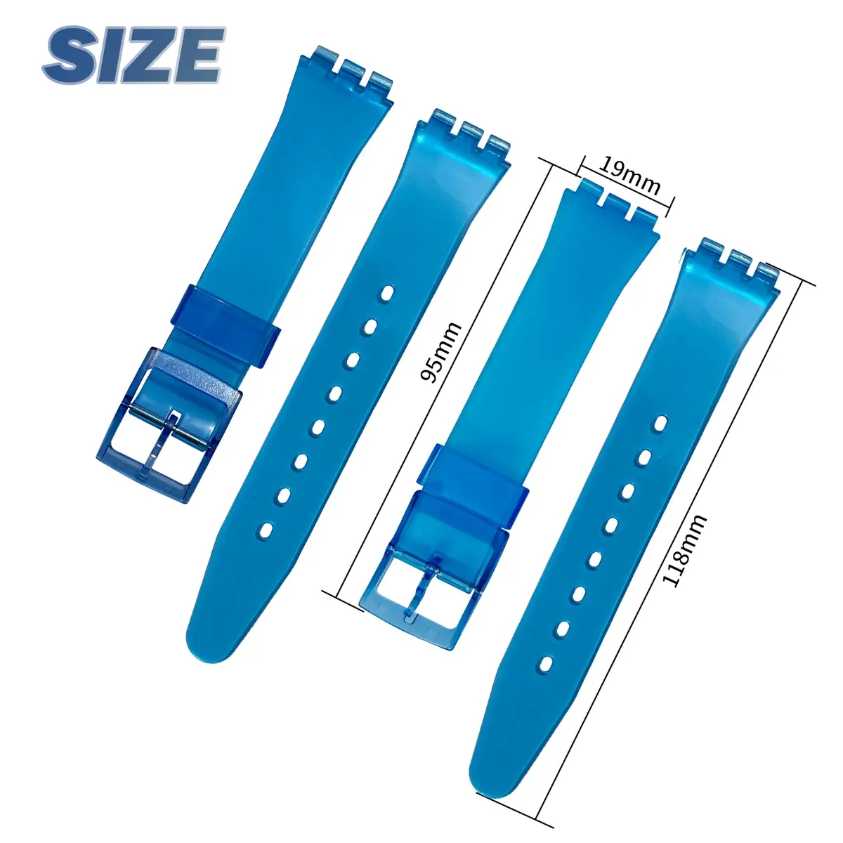 GREENOLIVE Silicone Rubber Watch Strap/Watch Band Replacement for Swatch (19mm, Lucency Dark Blue) | Durable, Skin-Friendly & Water-Resistant - view 2