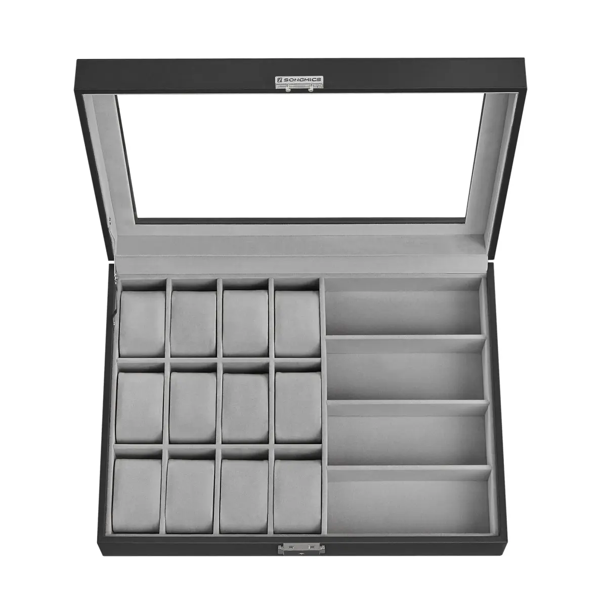 SONGMICS 16-Slot Watch and Sunglasses Box with Glass Lid, 29 x 39 x 8 cm | Protects Timepieces & Accessories - view 7