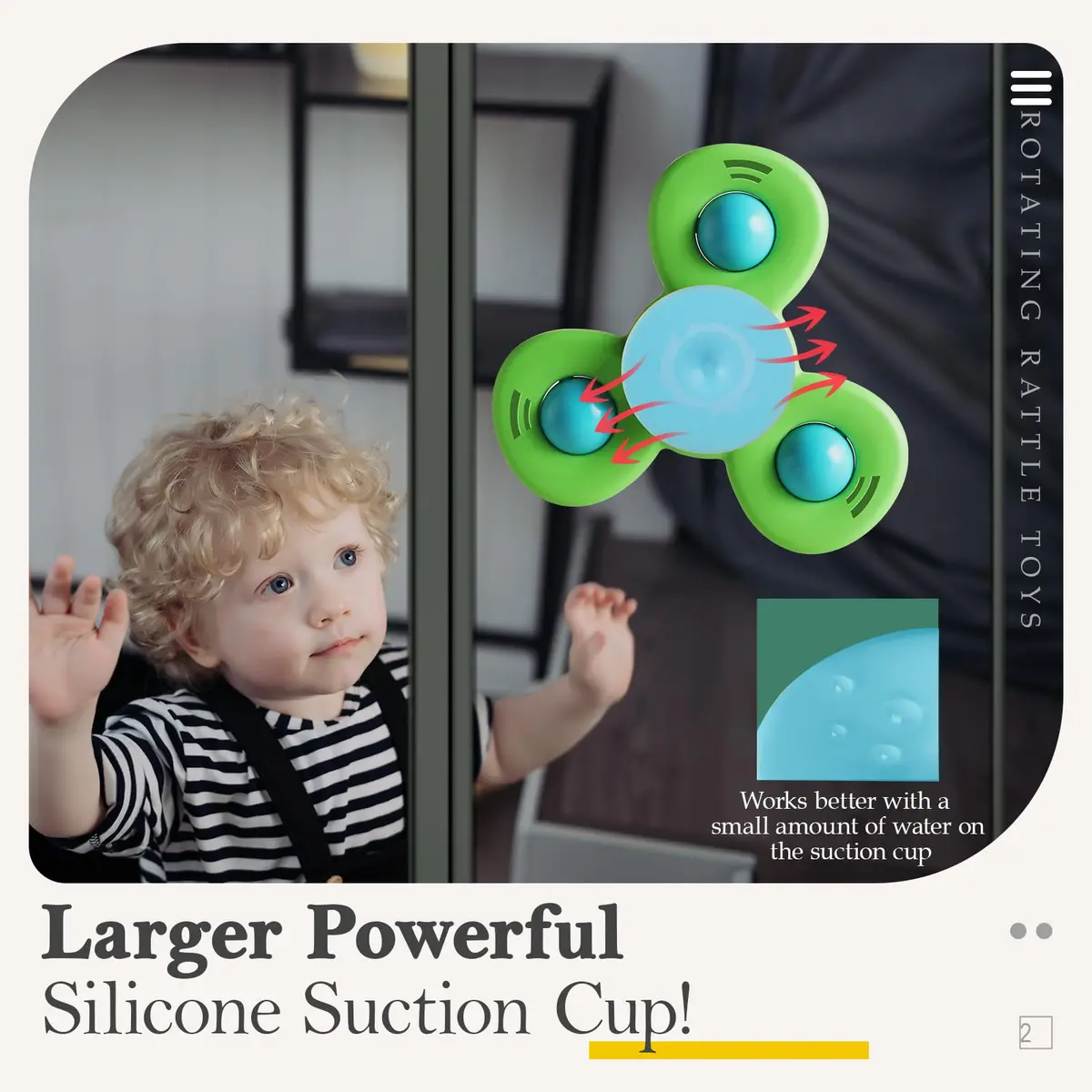 ALASOU Suction Cup Spinner Airplane Travel Toys for 1 Year Old Boy Girl | 3-Pack Colorful Plastic - view 2