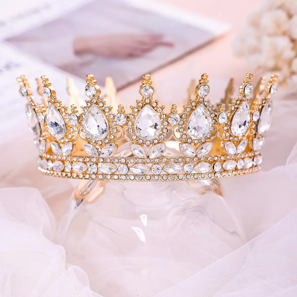 Feltent Queen Crown Princess Tiara for Women Birthday Cake Party | Elegant Rhinestone Headband - view 3