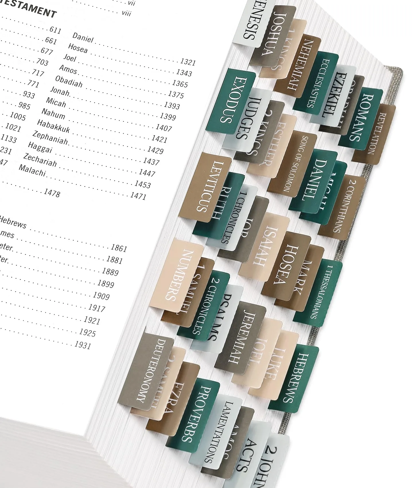 Taja Bible Tabs for Study Bible - Large Print Neutral Winter Wood | Easy Navigation Old & New Testament - main product image