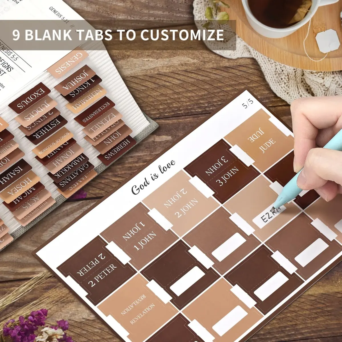 Taja Large Print Bible Tabs (75 Tabs, 21.3cm x 14.5cm) | Boho-Inspired Design for Easy Scripture Navigation - view 6