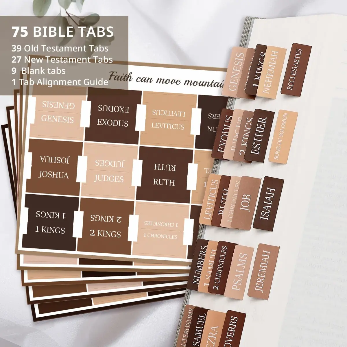 Taja Large Print Bible Tabs (75 Tabs, 21.3cm x 14.5cm) | Boho-Inspired Design for Easy Scripture Navigation - view 2