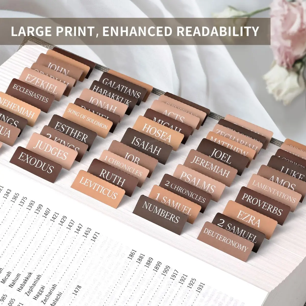 Taja Large Print Bible Tabs (75 Tabs, 21.3cm x 14.5cm) | Boho-Inspired Design for Easy Scripture Navigation - view 4